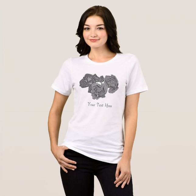 Monokrom ro-blommor på peppermint-grönten tee (Framsida Full)