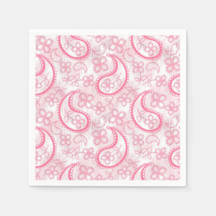 Monokrom rosa och vit paisley mönster. pappersservett