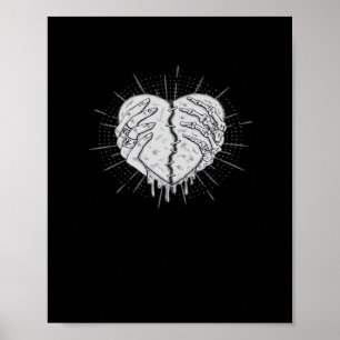 Monokrom skeletonhand med klassiskt hjärta poster