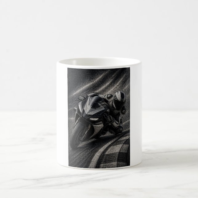Monokrom Superbike Racing Mosaik Artmugg Kaffemugg (Center)