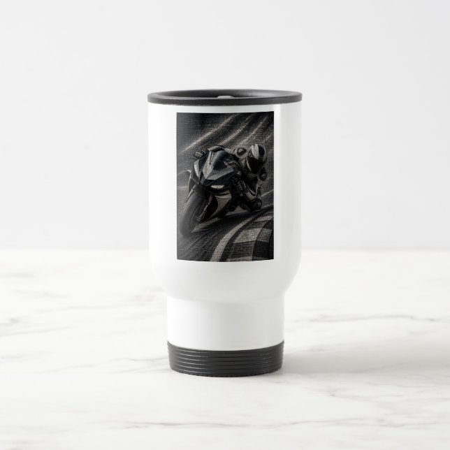 Monokrom Superbike Racing Mosaikkonst Mugg (Center)