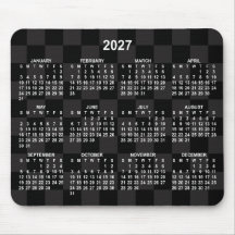 Monokrom svart schackbräde 2027 kalender