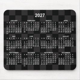 Monokrom svart schackbräde 2027 kalender musmatta