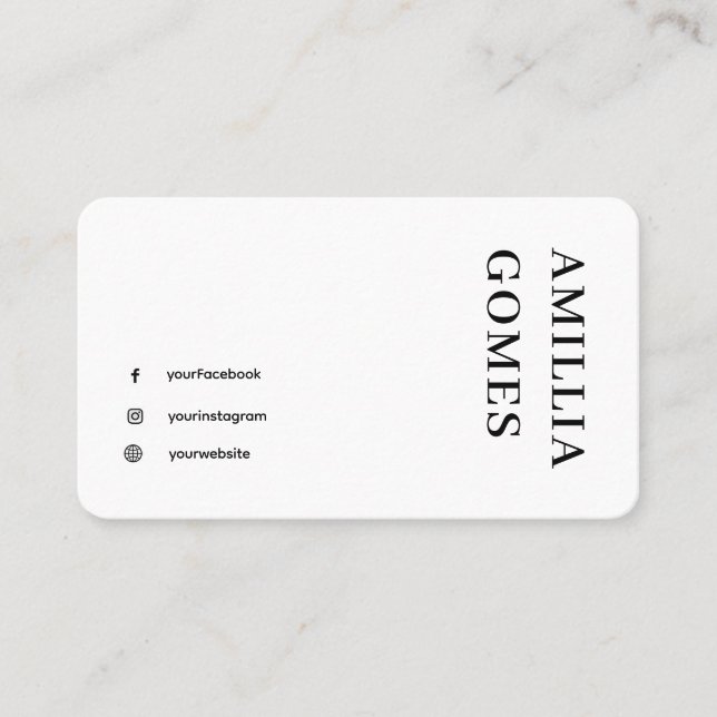 Monokrom Svart & Vitt | Trendig Minimalistisk Desi Visitkort (Framsida)