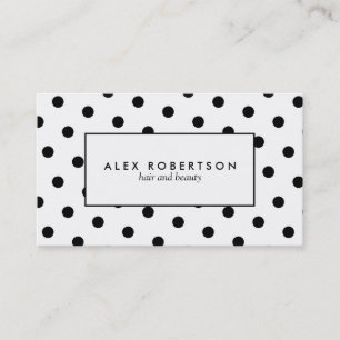 Monokrom svartvit polka dots visitkort