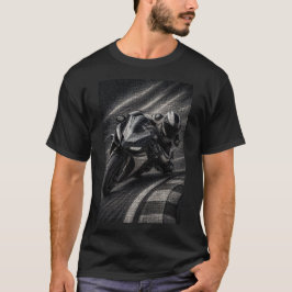 Monokrom tävlingsmotorcykel – 3D mikro mosaik T Shirt