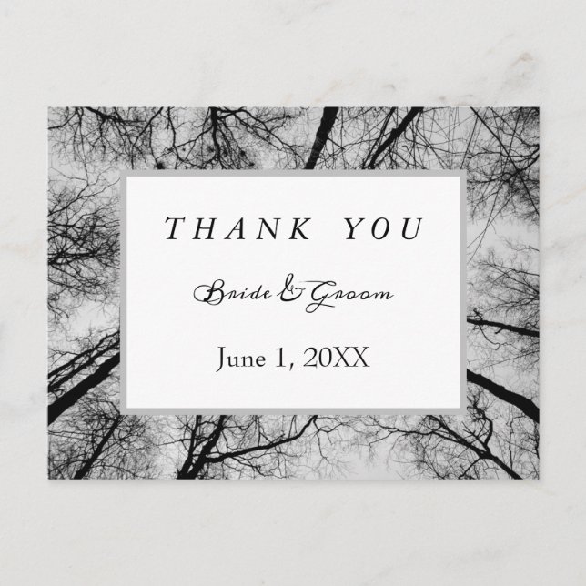 Monokrom treetops tack vykort (Framsida)