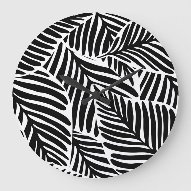 Monokrom ungle Geometric Seamless Mönster Stor Klocka (Framsida)