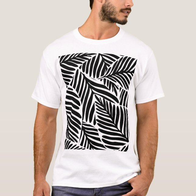 Monokrom ungle Geometric Seamless Mönster T Shirt (Framsida)