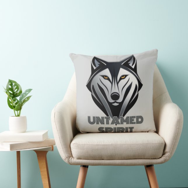 Monokrom Varg Silhouette i en fet Abstrakt Styl Kudde (Stol)