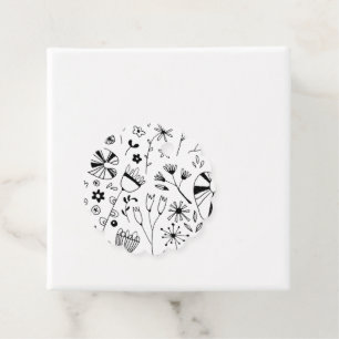 Monokrom vild Flower Gåvor Etiketter