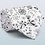 Monokrom vild Flower Slips<br><div class="desc">Modern svartvit och svart teckning. En koordinerande slips för att matcha firande.</div>