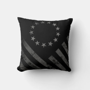 Monokrom Vintage Stil Amerikanska Flagga Kudde