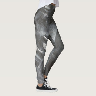 Monokroma Abstrakt Pinselstreck Svart och Vitt Leggings