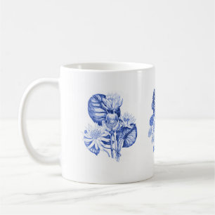 Monokroma blommor i Delft blå Kaffemugg