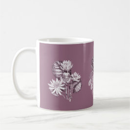 Monokroma blommor i mauve kaffemugg
