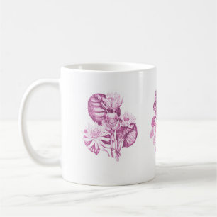 Monokroma blommor i rosa kaffemugg