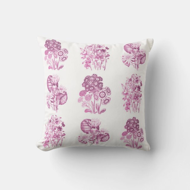 Monokroma blommor i rosa kudde (Framsida)
