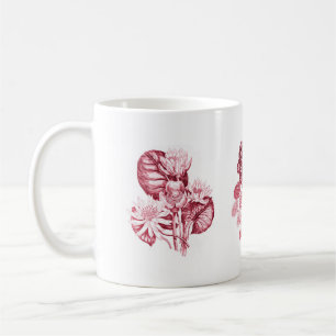 Monokroma blommor i rött kaffemugg