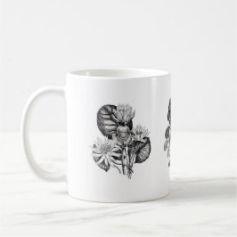 Monokroma blommor i svartvitt kaffemugg