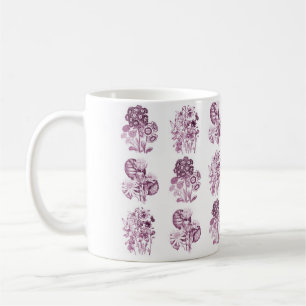 Monokroma blommor i vinrött kaffemugg