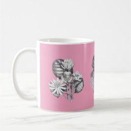 Monokroma blommor på rosa bakgrund kaffemugg