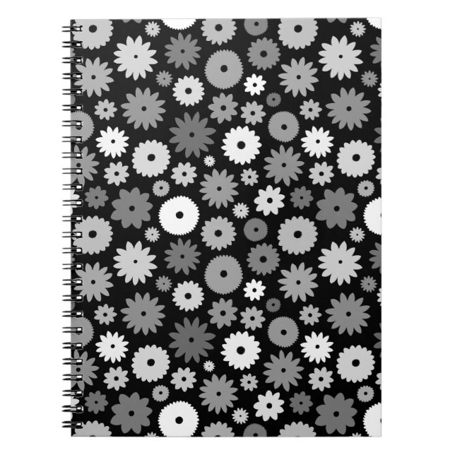 Monokroma blommor Upprepa Mönster Case-Mate iPhone Anteckningsbok (Framsidan)