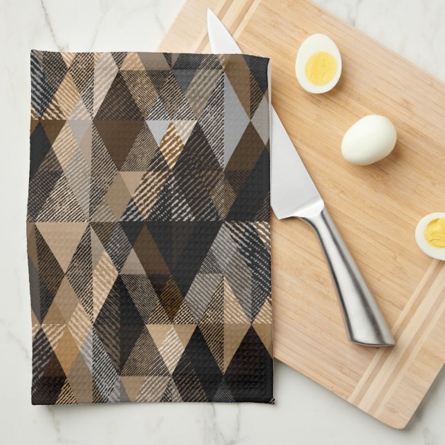 Monokroma bruna rhomb textur kökshandduk (Vikt i Fjärdedel)