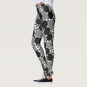 Monokroma cirklar: Abstrakt svart vitt och Grått. Leggings