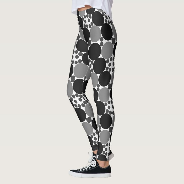 Monokroma cirklar: Abstrakt svart vitt och Grått. Leggings (Vänster)