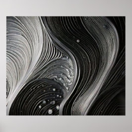 Monokroma flytande våglinjer textur poster