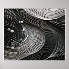 Monokroma Flytande Vågor Texturerad Abstrakt Poster