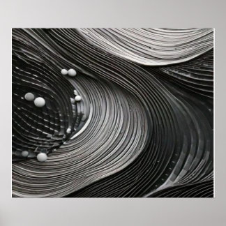 Monokroma Flytande Vågor Texturerad Abstrakt Poster