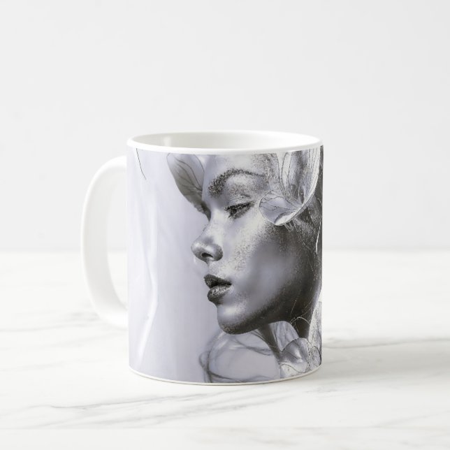 Monokroma musa kaffemugg (Framsida vänster)