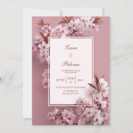 Monokroma Rosa Körsbärsblom Wedding Inbjudningar