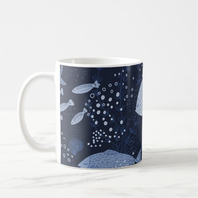 Monokroma sömnfiskar, mörk mönster. kaffemugg (Vänster)