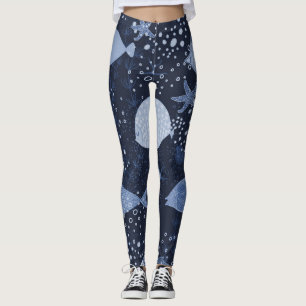 Monokroma sömnfiskar, mörk mönster. leggings