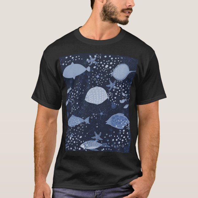 Monokroma sömnfiskar, mörk mönster. t shirt (Framsida)