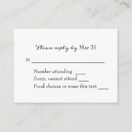 Monokroma trädtopp svarar RSVP Tilläggskort