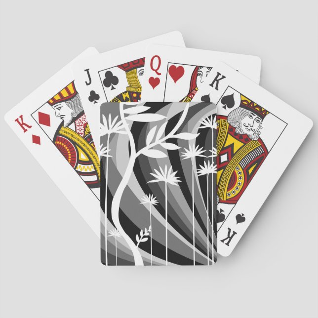 Monokromatisk Blommigt Casinokort (Baksidan)