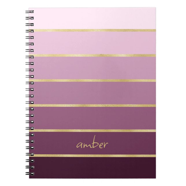Monokromatisk Rosa med Guld-anpassning Anteckningsbok (Framsidan)
