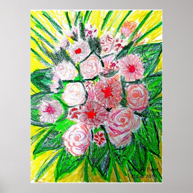 Monokromatisk, Rosor, Dianthus caryophyllus,  Gerb Poster (Framsidan)