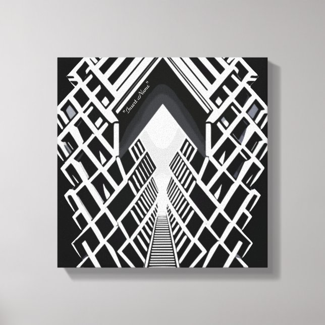Monokromatisk trappa: Obelisk of Contrasts Canvastryck (Framsida)