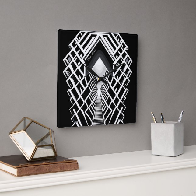 Monokromatisk trappa: Obelisk of Contrasts Fyrkantig Klocka (Kontor)