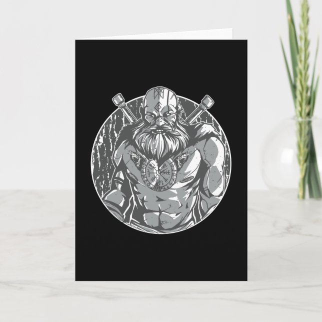 Monokromatisk Viking Warrior Kort (Framsida)