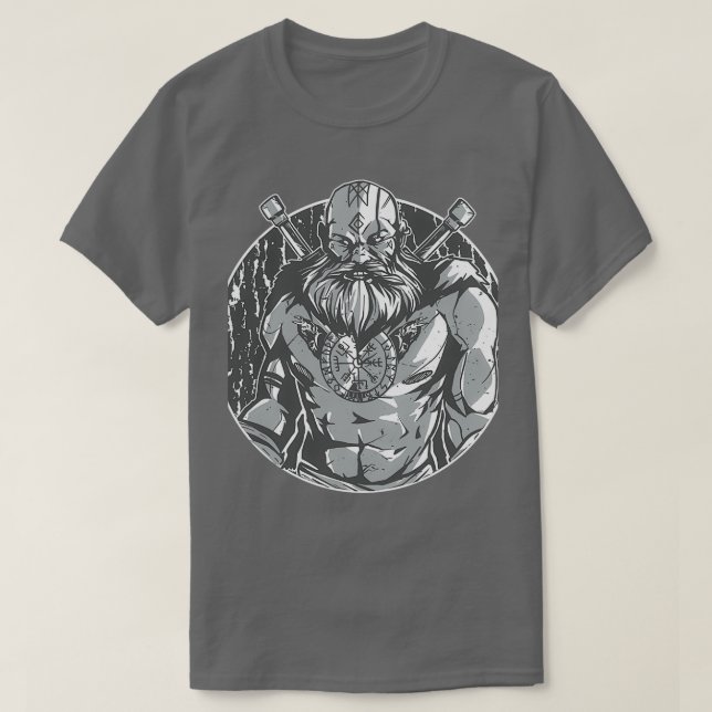 Monokromatisk Viking Warrior T Shirt (Design framsida)