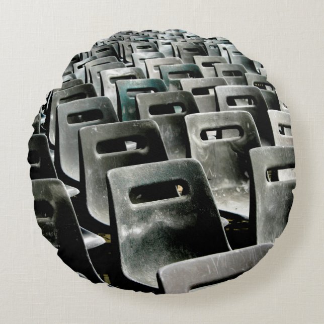 Monokromatiska Grått-stolar Rund Kudde (Framsidan)