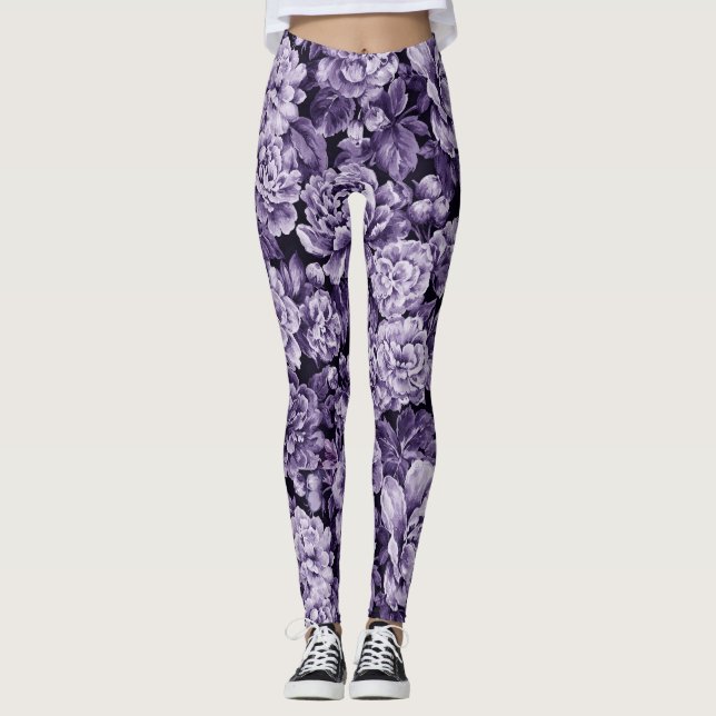 Monokromatiska ponnyer i blått - flottan leggings (Framsida)