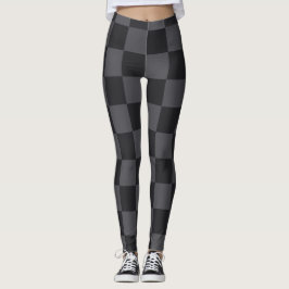 Monokromatiska svarta Grått-kroatiska Checkers Leggings