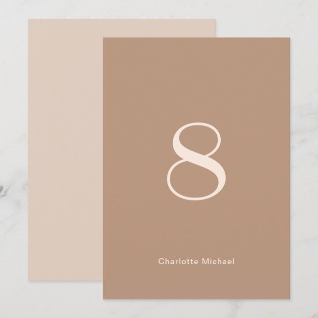 Monokromatiskt Bordsnummer Bröllop (Fram/baksida)